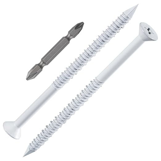 WenSilon 3/16" x3-3/4 White Concrete Screw Anchor White Flat Head by Wensilon