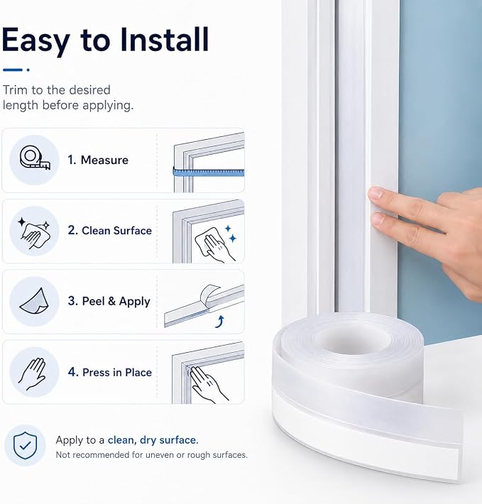 Ruxacty Weather Stripping Tape, Self Adhesive Door Seal Strip - Image 3