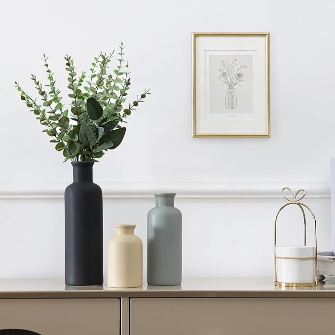 Ceramic Vase Set of 3, Neutral Rustic Vases - Image 6
