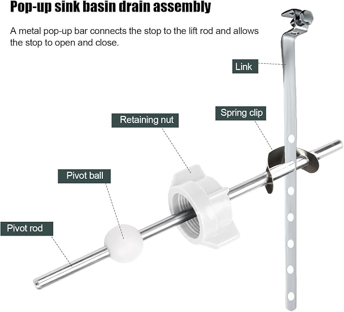 2pcs Sink Ball/Pivot Rod Replacement Parts Bathroom Sink Drain Stopper Kit - Image 5