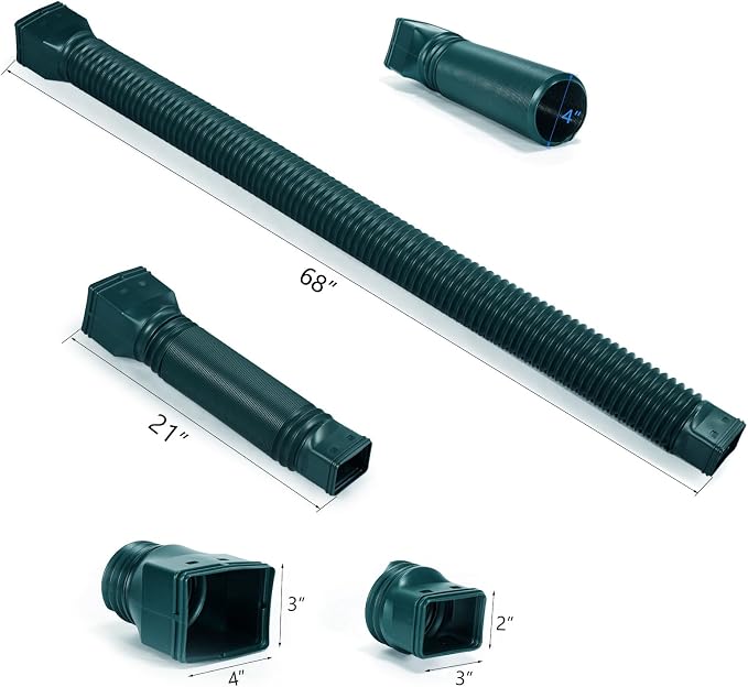 plusgutter Green-2pack Rain Gutter Downspout Extensions Flexible, Drain - Image 6