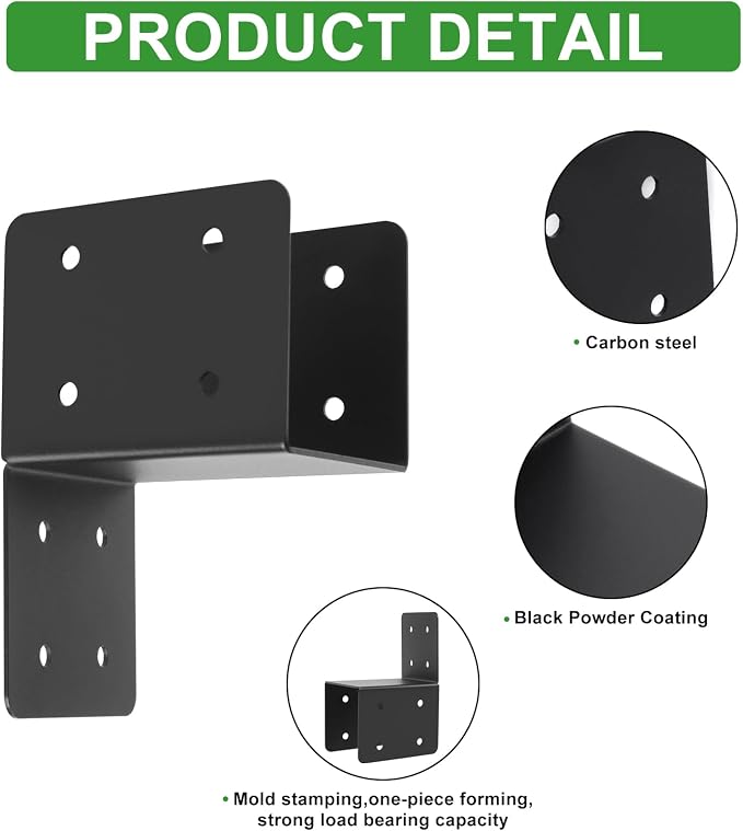 4 Pcs 14 Gauge Post Caps Tie Bracket, Joist Anchor Connector - Image 4