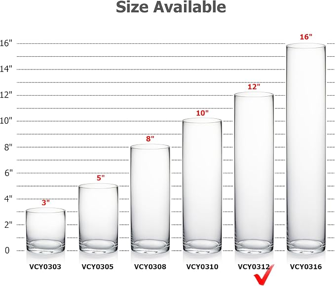 WGVI Quality Thick Weighted Clear Cylinder Glass Vases, Skinny Bud Vase Narrow - Image 3