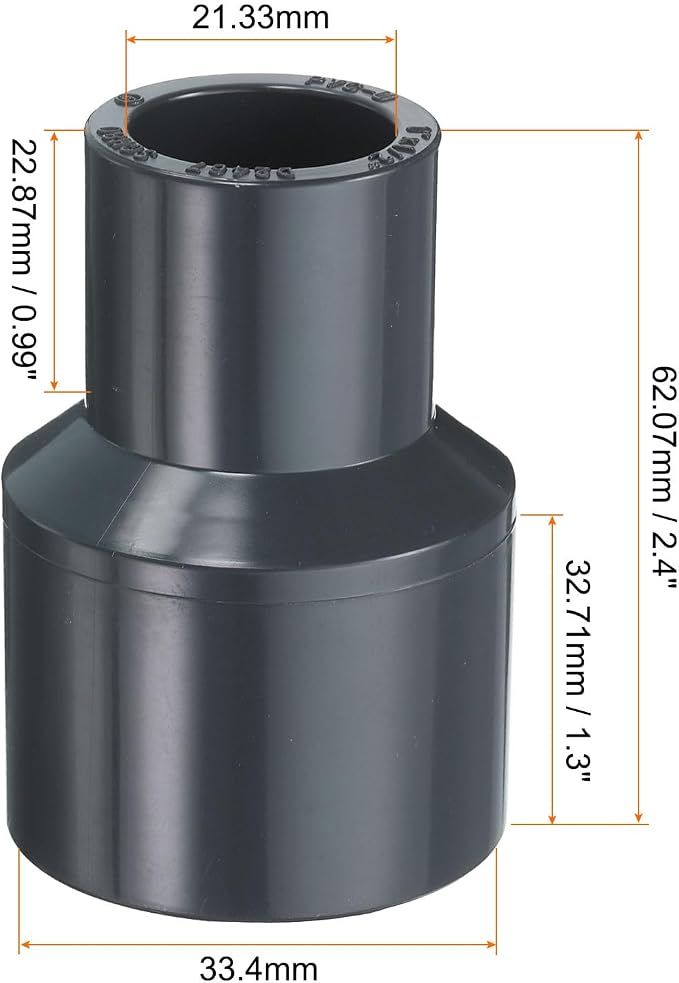 HARFINGTON PVC Reducing Coupling 1 x 1/2" Increaser/Reducer Coupling Pipe - Image 2