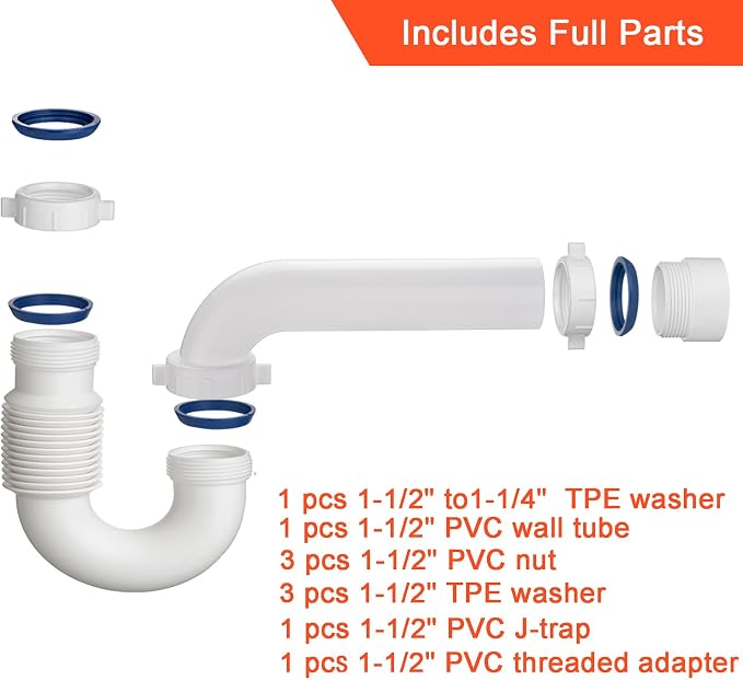 tatatagear 1-1/2 inch Adjustable P Trap Kit - Image 5