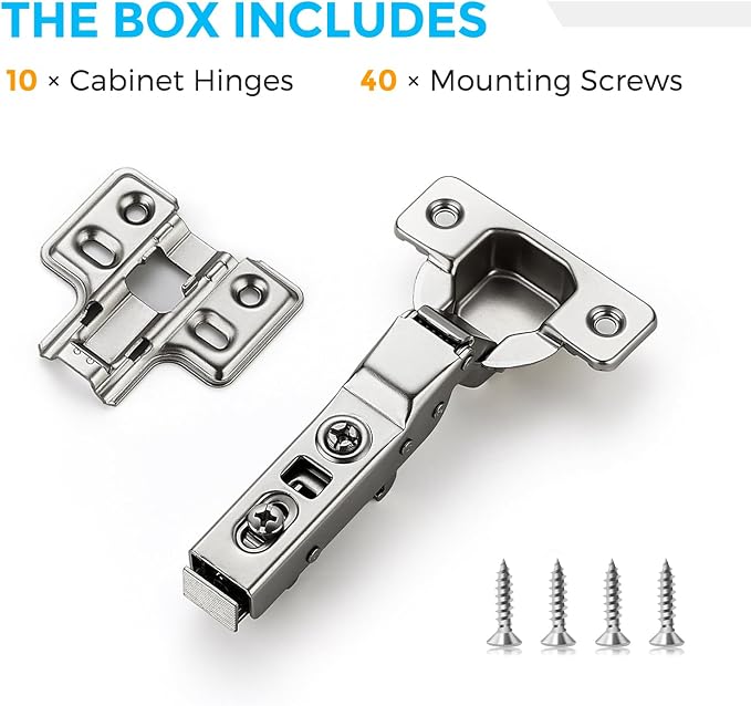 HOME EDIT 5 Pairs 10 Pack European Half Overlay Soft Close Cabinet Hinges | - Image 4