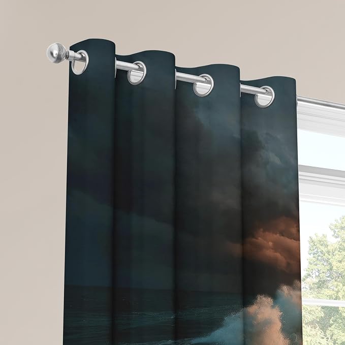 Thunderstorm Blackout Curtains 96 Inches Long, Ocean Waves Curtains - Image 5