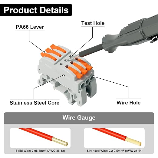 5Pcs DIN Terminal Blocks, 3 Conductor Splicing Connectors | 3 Conductor Compact - Image 5