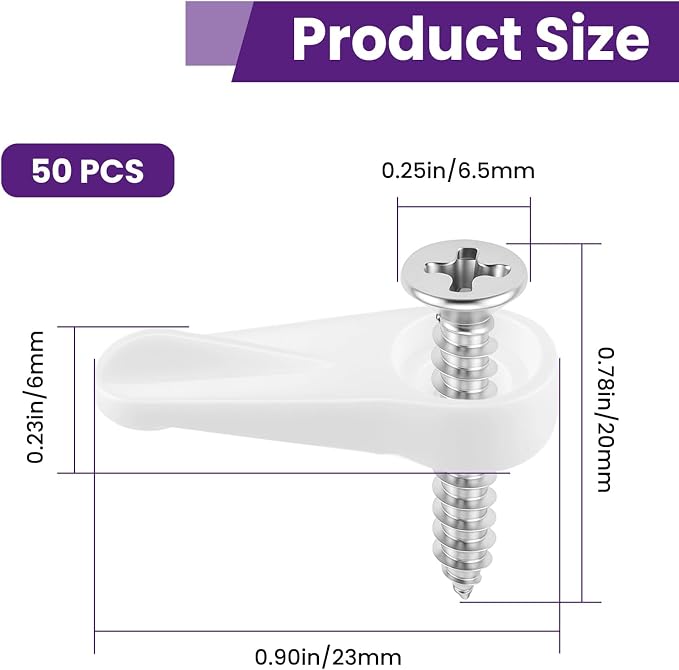 50 Pack Window Screen Clips, PL 7909 White Plastic Window Screen Holder Clips - Image 2