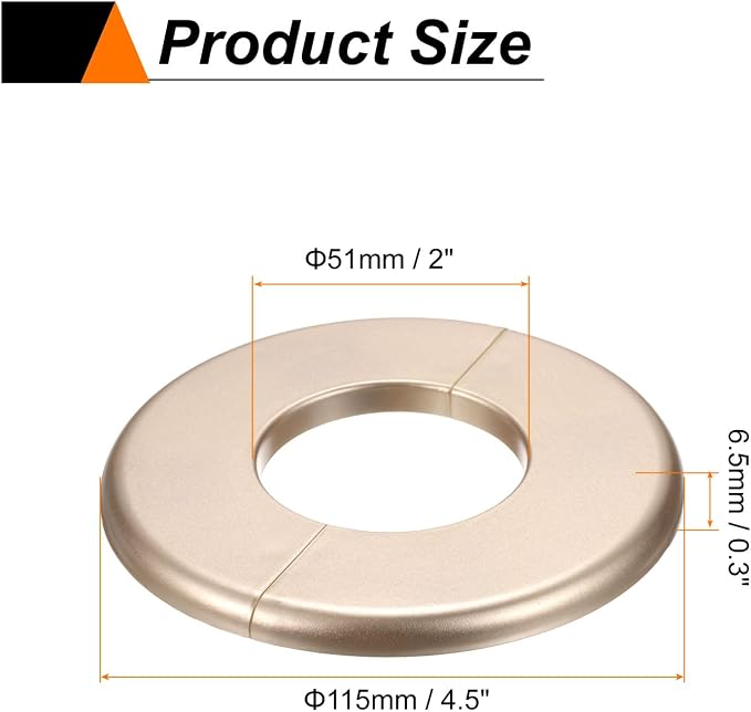 HARFINGTON 2pcs Wall Split Flange 51mm/2" Self-Adhesive Plumbing Cover Plates - Image 2