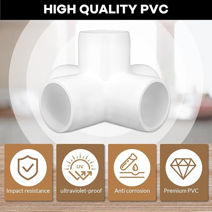 12-Pack 3/4 inch 5 Way PVC Fitting Elbow Furniture Grade Pipe Connector - Image 3