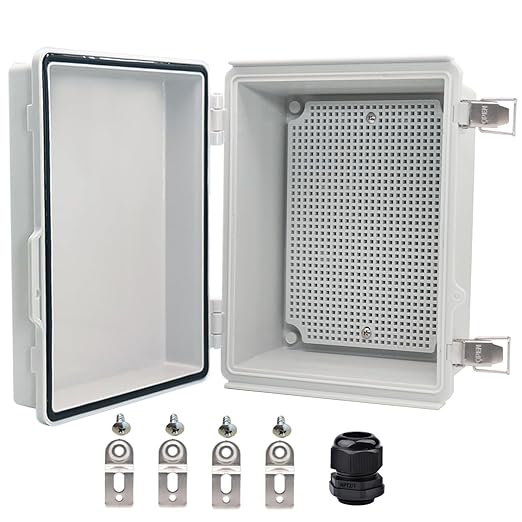 Waterproof Electrical Box, IP67 Junction Box Stainless Steel Latch Hinged Grey by YETLEBOX