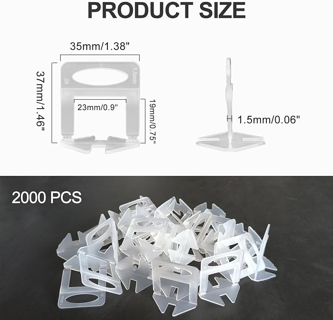 Tile Leveling System 1/16" Spacers Tile Leveler clips 2000pcs DIY Tile Leveling - Image 2