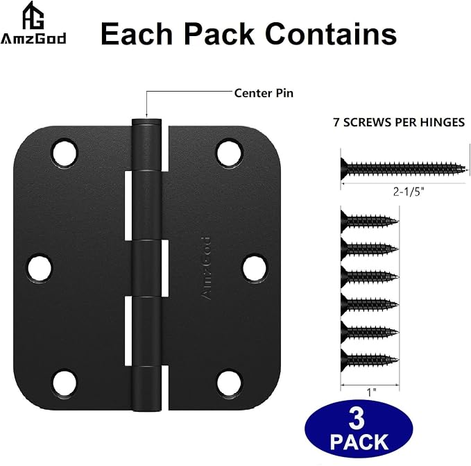 Door Hinges Matte Black - Image 3