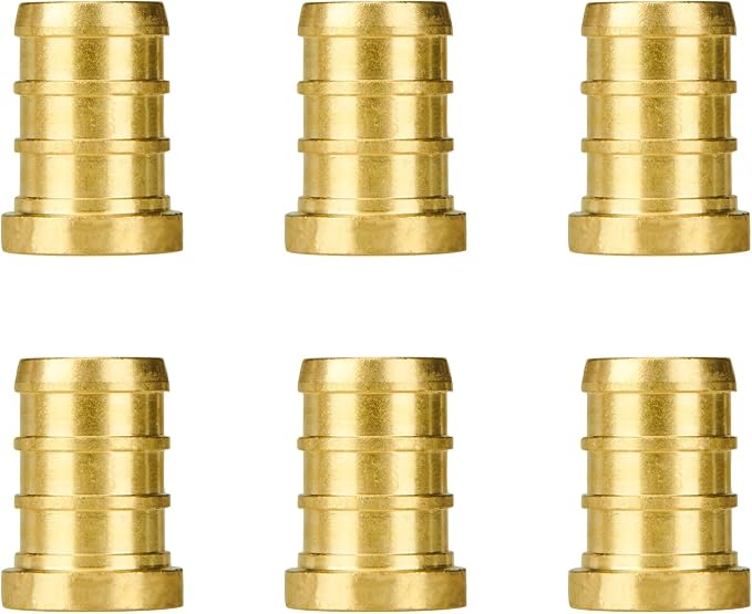6-Pack 1/2 Inch PEX Plug End Cap Fittings | Brass by SUNGATOR