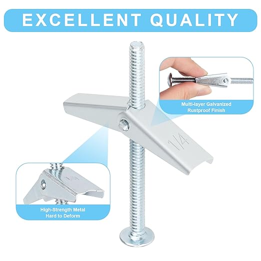 14Pcs Hollow Wall Anchors 1/4” Heavy Duty Butterfly Anchors - Image 3