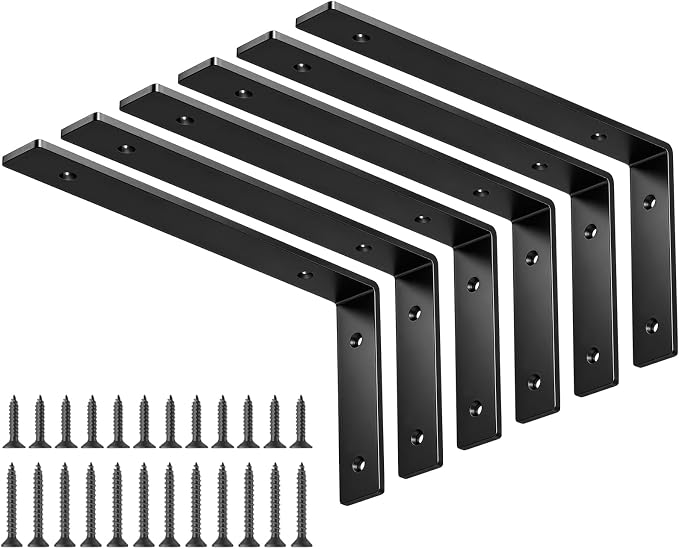 LSK 6PCS Shelf Bracket, L 10"×H 5", 5mm Thick Heavy Duty L Bracket, Max Load: - Image 9