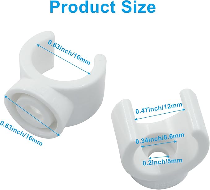 50 Pack 1/2 Inch Pipe Clamp, 16mm U-Shaped | Plastic PEX Clips, Pipe Hangers - Image 2