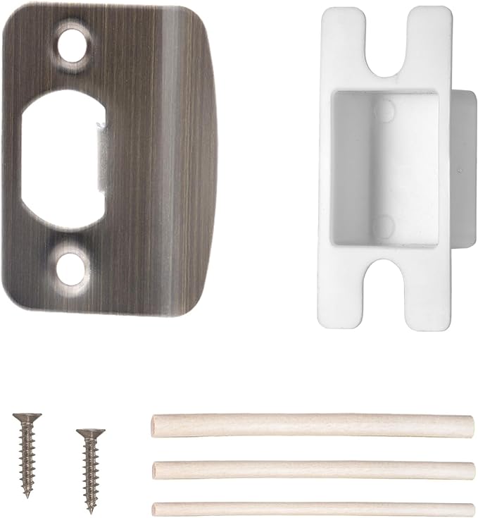 Door Strike Plate for Interior Doors, Antique Pewter, 1 Pack | 2-1/4"x1-3/4" by Newlaking