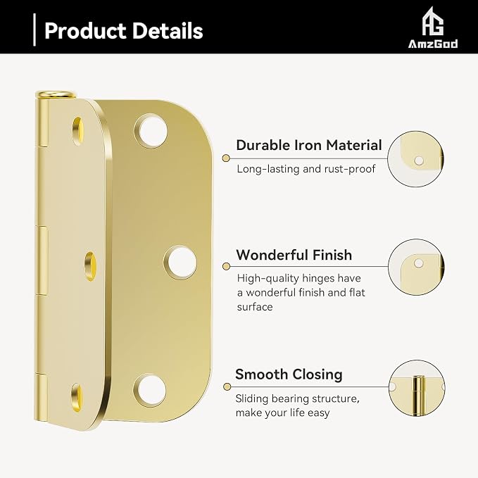 Door Hinges Polished Brass - Image 4