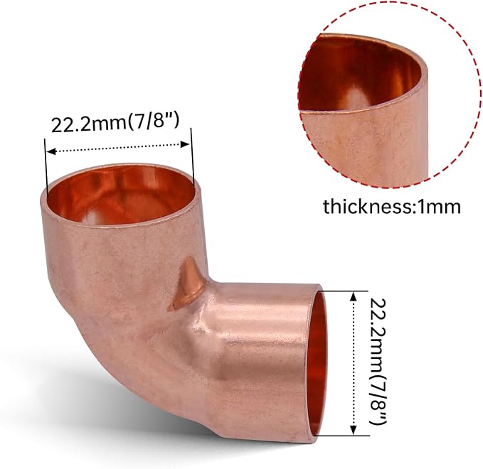 7/8" Copper Elbow，90 Degree Copper Fitting Welding Joint - Image 2