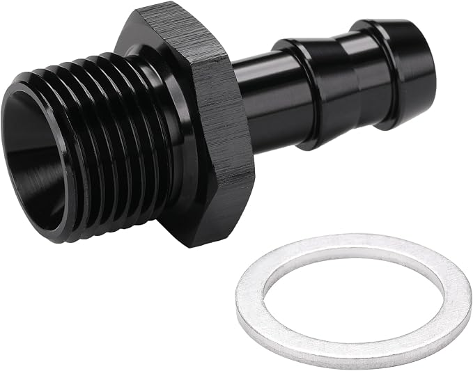M18x1.5 Male Metric to 3/8 Barb Fuel Pump Inlet Adapter Fitting Aluminum Black - Image 4