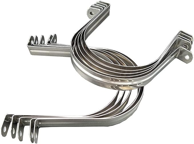 4 Pcs 8inch Rigid Pipe Strap, Two Hole Stainless Steel Strap U Bracket - Image 4