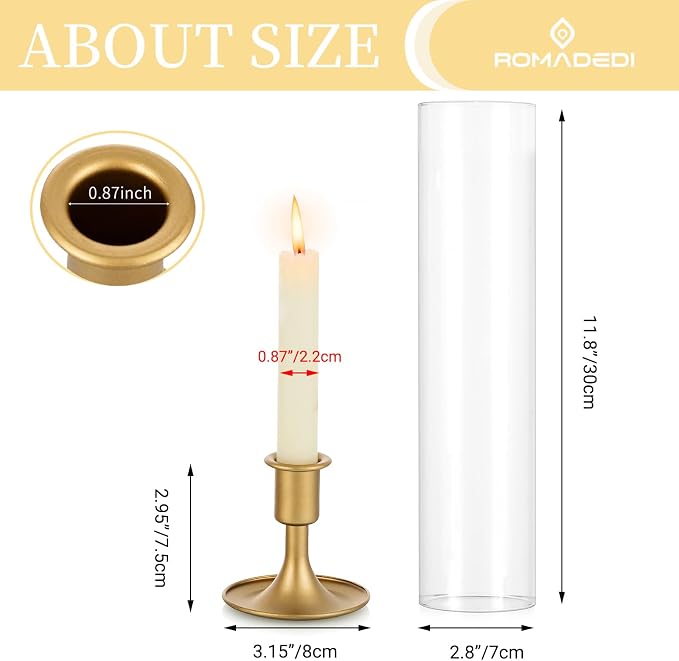Romadedi Hurricane Candlestick Holders Gold, Taper Candle Holder, Matte Gold - Image 5