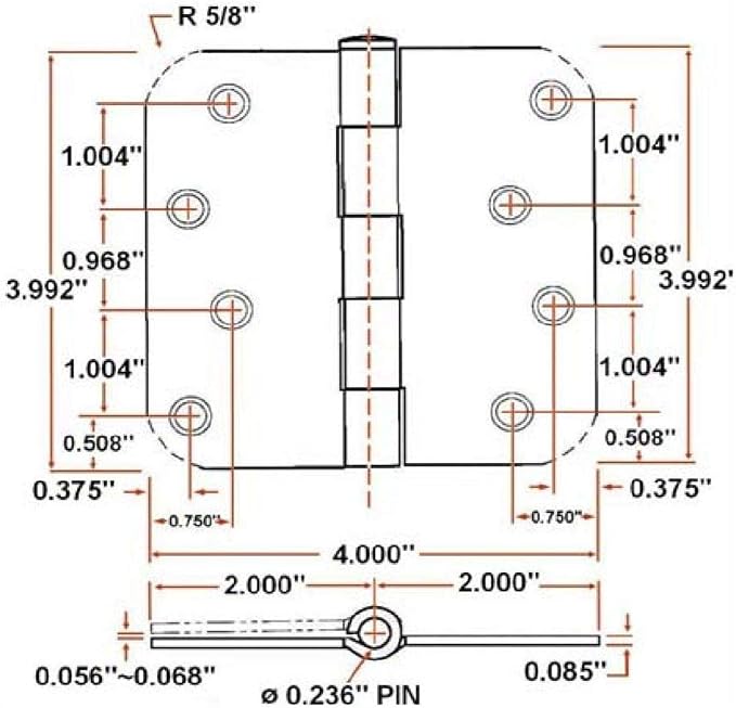 Design House Interior Door Hinge, Satin Nickel | 5/8" Radius, Traditional - Image 5
