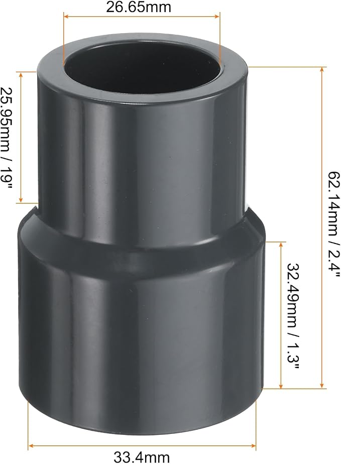 HARFINGTON PVC Reducing Coupling 1 x 3/4" Increaser/Reducer Coupling Pipe - Image 2