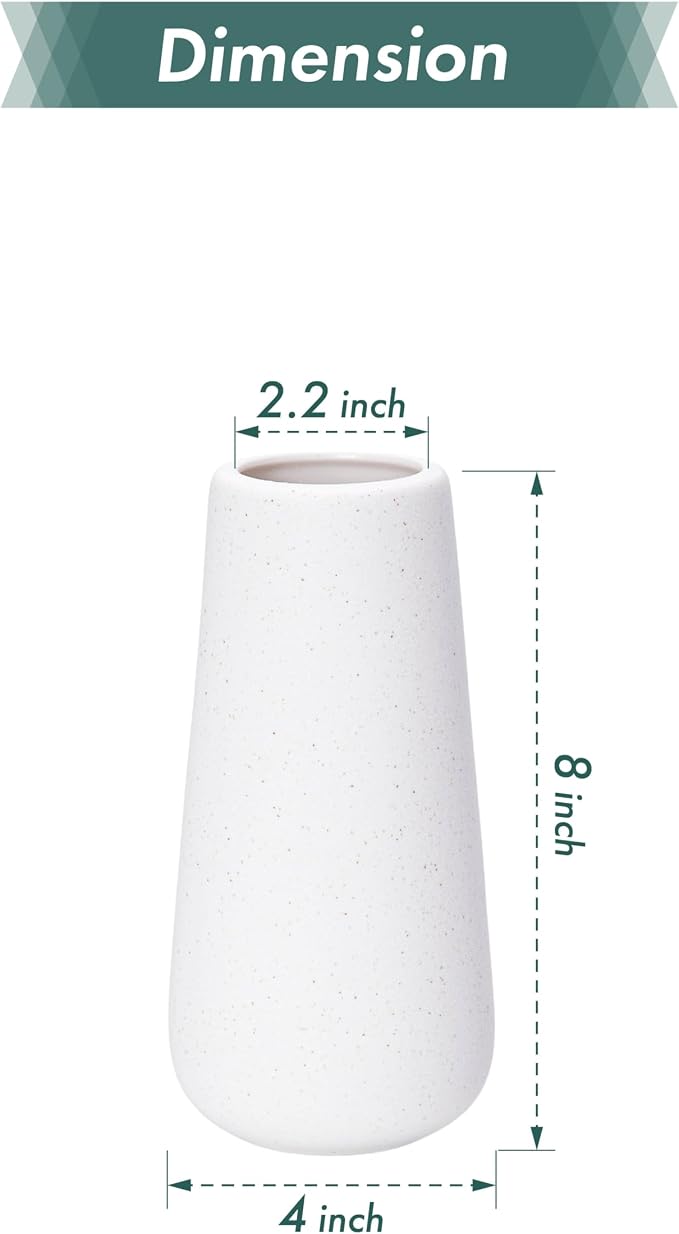D'vine Dev 8 Inch Ceramic Flower Vase Textured Finishing, Minimalist Design - Image 3