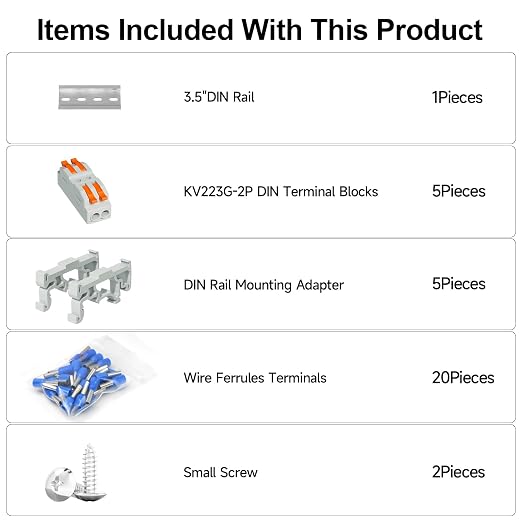 5Pcs DIN Terminal Blocks, 2 Conductor Splicing Connectors | 2 Conductor Compact - Image 3