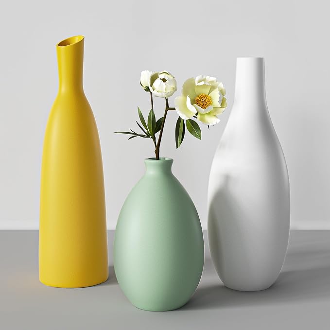 Ceramic Flower Vase Set, Modern Farmhouse Decorative Vases - Image 2