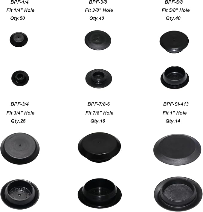 156pcs Black Plastic Plugs for Round Holes - Image 3
