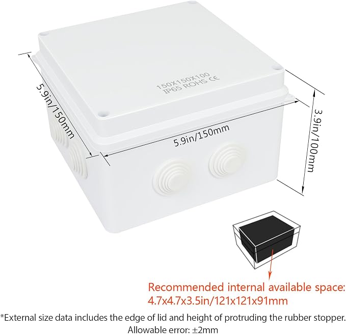 LeMotech Junction Box, ABS Plastic IP65 Waterproof and Dustproof, Universal - Image 2