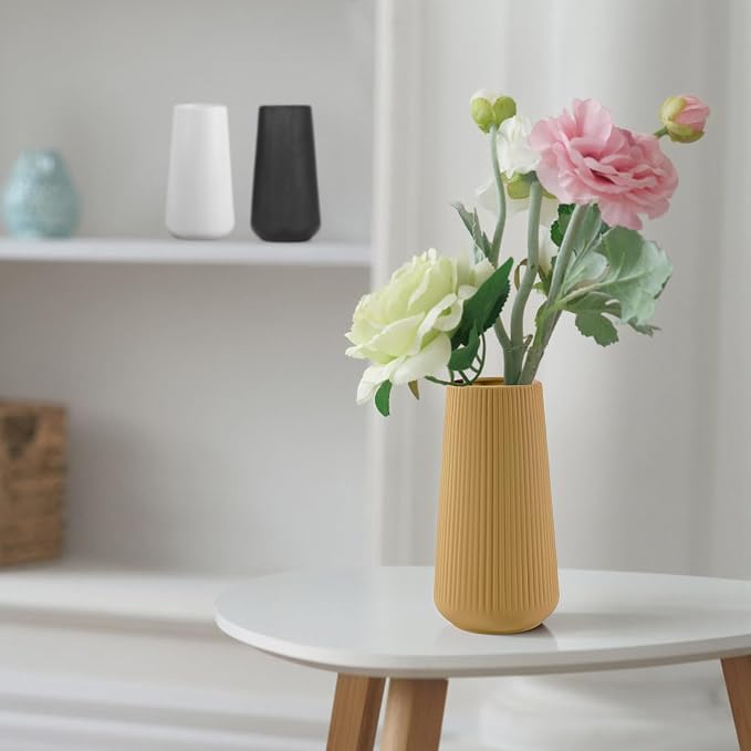 Milk Coffee Ceramic Vase, GUKJOB Small Cute Flower Vase - Image 4