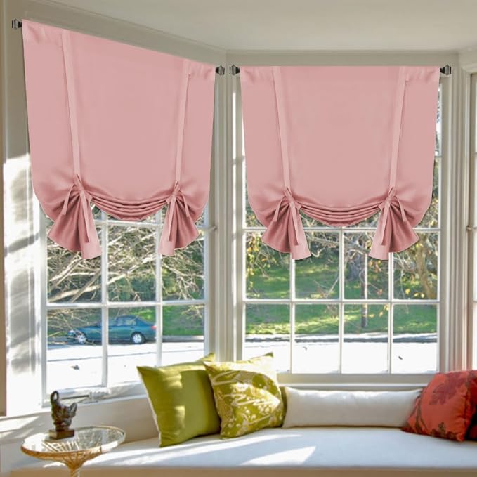 H.VERSAILTEX Blackout Tie Up Curtain 2 Panels Thermal Insulated Window Shade by HVERSAILTEX