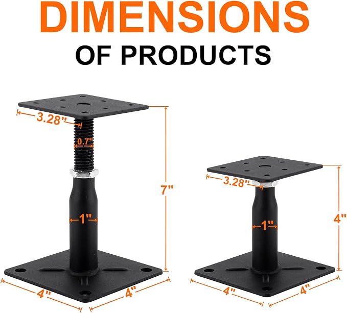 8 Pack Adjustable Support Jack for Floor, Deck Foundation, RV Step Stabilizer - Image 2