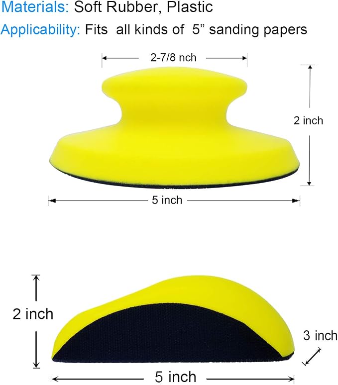 2 Pack 5 Inch Hand Sanding Blocks Round and Mouse-Shaped - Image 2