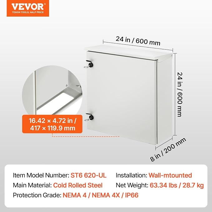 VEVOR Electrical Enclosure, NEMA 4 Outdoor Enclosure, IP65 Waterproof & - Image 7