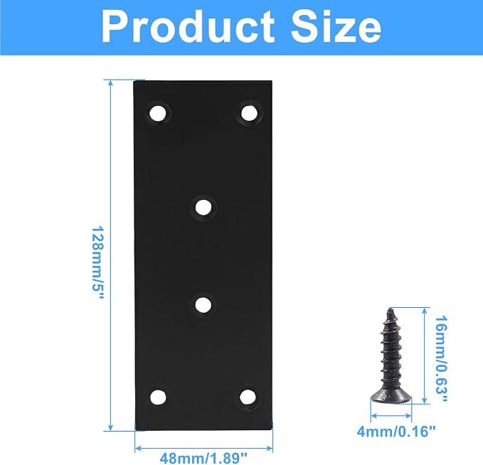 Bonsicoky 4 Pcs Flat Straight Brace Brackets, Shelf Support Repair Plate - Image 2