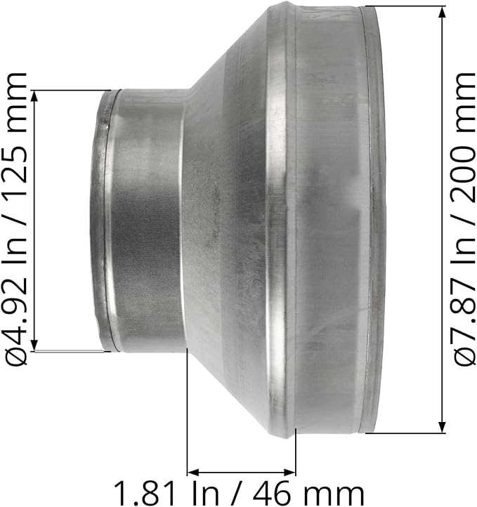 8" to 5" Inch Galvanized Steel Round Duct Reducer - Image 6