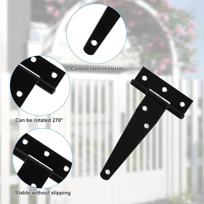16 Pack 4 Inch T Strap Hinges Heavy Duty Black Outdoor Tee Hinge | Shed Door - Image 6