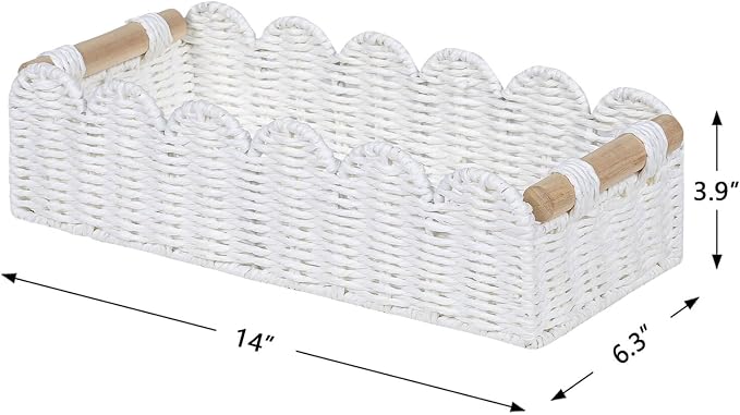 CubesLand Scalloped Toilet Paper Storage Basket W/Handle - Image 6
