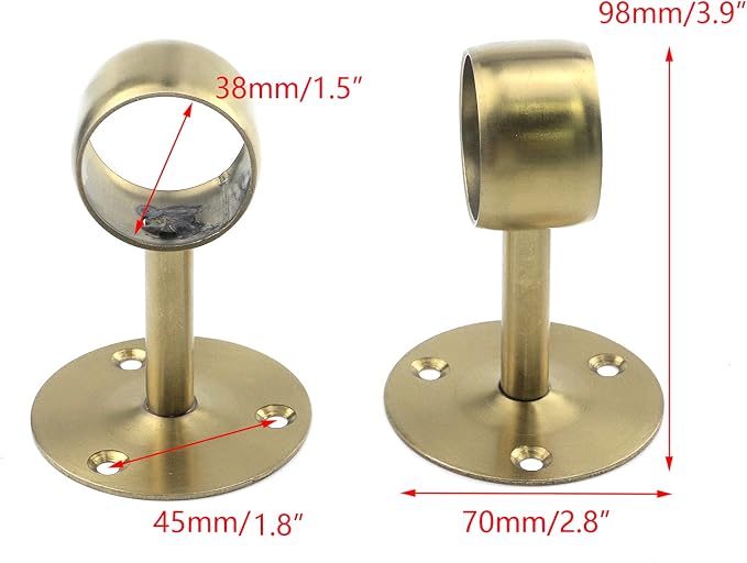Antrader 4-Pack Stainless Steel 1.5" Diameter Wardrobe Closet Rod Rail Support - Image 3