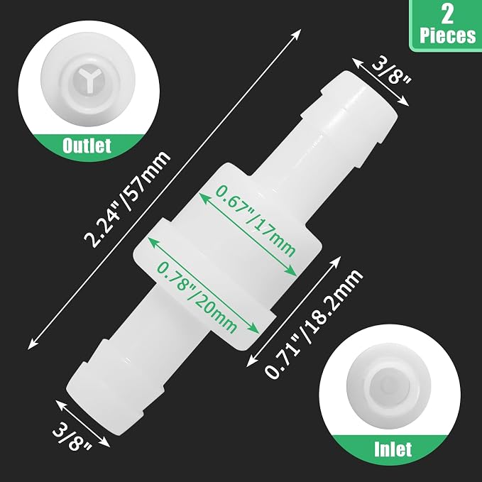 Luomorgo 3/8" Inline Check Valve, One-Way Non-Return Air Check Valve, Ozone - Image 3