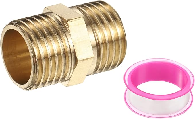 PATIKIL Brass Pipe Fitting, 1/4" BSP Male x 1/4" BSP Male Thread Connector by PATIKIL