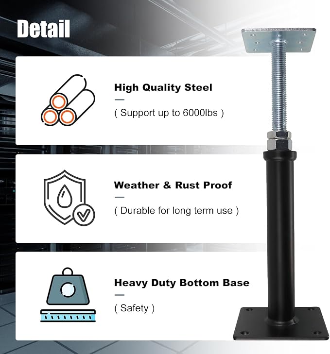RULLINE 4-Pack Adjustable House Floor Jacks, 9.5-13.5 Inch Mini Screw Jacks - Image 5