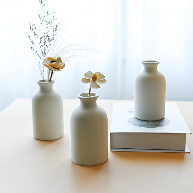 Modern White Small Ceramic Vase Set of 12 - Image 3