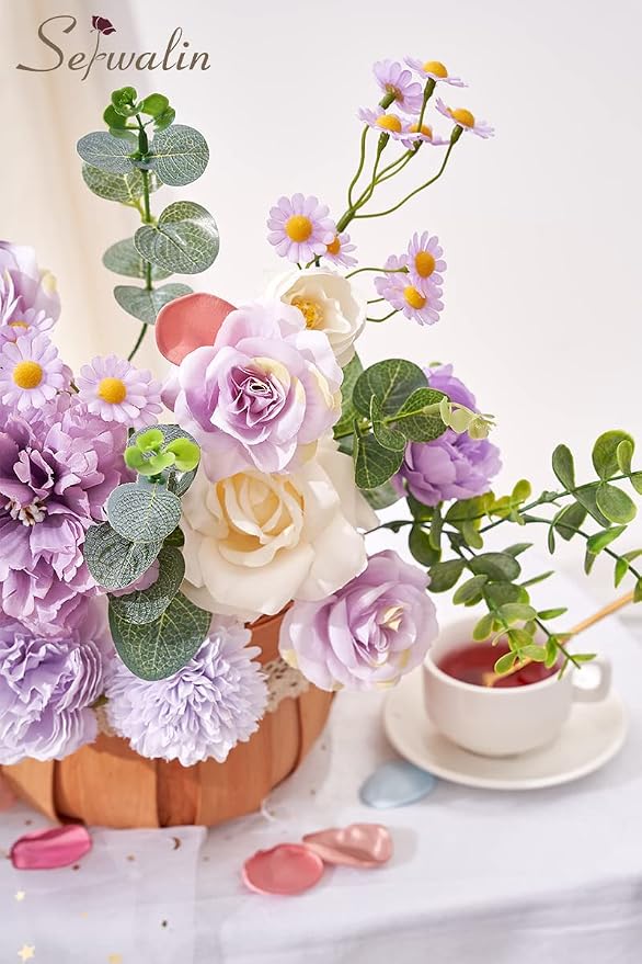 Serwalin Artificial Purple Flowers Silk Flowers - Image 7